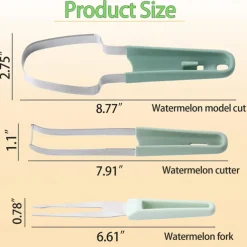 3-in-1 Watermelon Fork Slicer Cutter, Stainless Steel Watermelon Popsicle Cutter Watermelon Cutter Slicer Tool Melon Cutter Knife Portability Fruit Fork for Camping Kitchen Gadgets