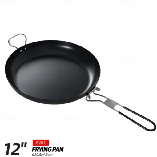 9-Inch Folding Camping Frying Pan - Non-Stick Aluminum Cookware for Outdoor Cooking - Lightweight, Compact & Easy to Clean