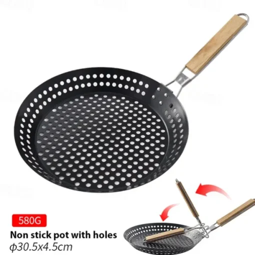 9-Inch Folding Camping Frying Pan - Non-Stick Aluminum Cookware for Outdoor Cooking - Lightweight, Compact & Easy to Clean