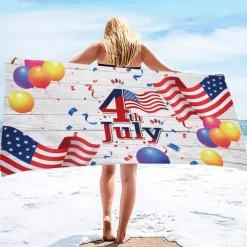 Independence Day Flag Beach Towel 100% Micro Fiber Oversized Soft and Quick-drying Bathroom Towel Super Absorbent Towel Lightweight Travel Towel Suitable for Outdoor Hiking Backpacking