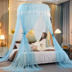 Indoor Princess Top Mosquito Net Bed Canopies Bed Curtains, Universal Size, Easy to Install, Suitable for Children Students Couples