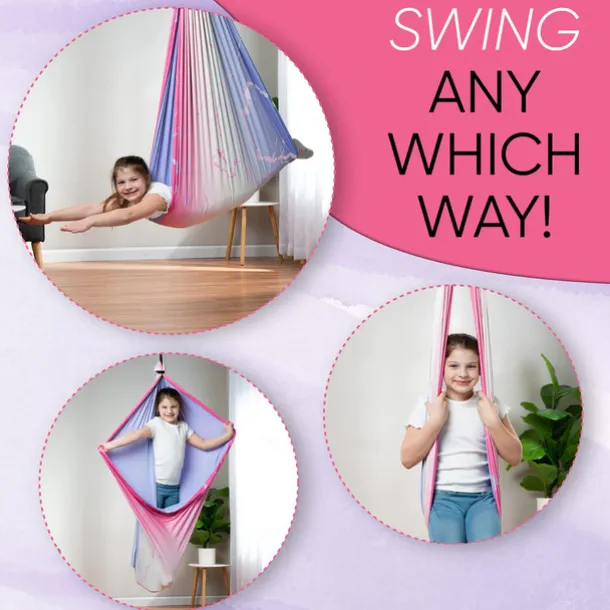 Indoor Sensory Swing for Kids or Outdoor Use Holds 300 lbs, Double Layered and 360 Degree Rotation, Calming Compression Therapy Swing Hammock for Kids and Adults, Comes with All Hardware Sensory Move