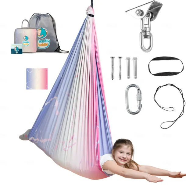 Indoor Sensory Swing for Kids or Outdoor Use Holds 300 lbs, Double Layered and 360 Degree Rotation, Calming Compression Therapy Swing Hammock for Kids and Adults, Comes with All Hardware Sensory Move