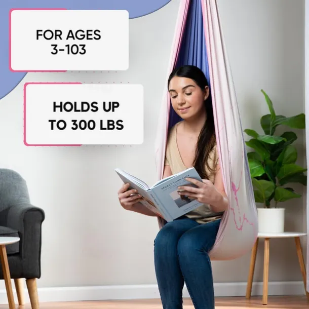 Indoor Sensory Swing for Kids or Outdoor Use Holds 300 lbs, Double Layered and 360 Degree Rotation, Calming Compression Therapy Swing Hammock for Kids and Adults, Comes with All Hardware Sensory Move