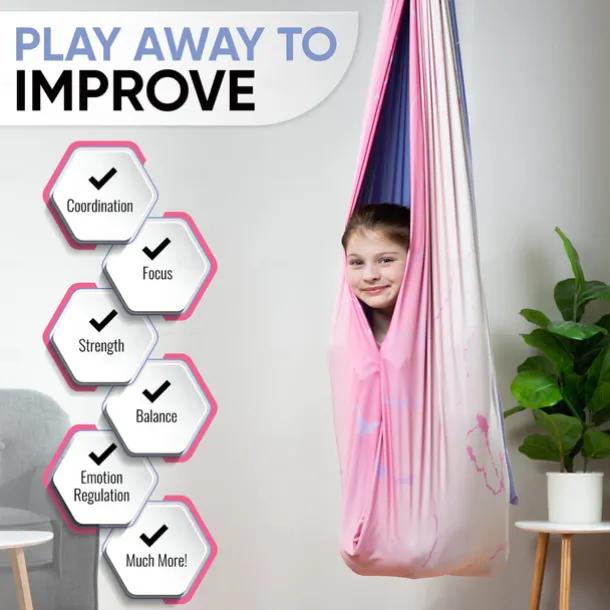 Indoor Sensory Swing for Kids or Outdoor Use Holds 300 lbs, Double Layered and 360 Degree Rotation, Calming Compression Therapy Swing Hammock for Kids and Adults, Comes with All Hardware Sensory Move