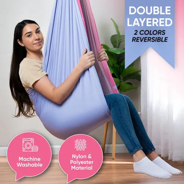 Indoor Sensory Swing for Kids or Outdoor Use Holds 300 lbs, Double Layered and 360 Degree Rotation, Calming Compression Therapy Swing Hammock for Kids and Adults, Comes with All Hardware Sensory Move