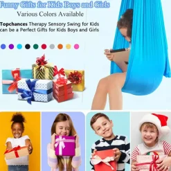 Indoor Therapy Swing for Kids Child and Teens Adjustable Aerial Flying Yoga Hammock Has A Calming Effect On Children Needs