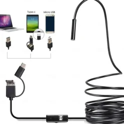 Industrial Borescope for Android, 200W Pixel Endoscope with 25FPS Image Transmission, IP67 Waterproof, TYPE-C Interface, MFI Certified, Ideal for Automotive and Home Inspections