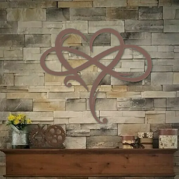 Infinity Heart Wall Decor, Unique Infinity Heart Metal Art Wall Decor Love Sign Steel Wall Plaques Bedroom Ornaments for Home Wedding Decor, Room Living Room Decoration