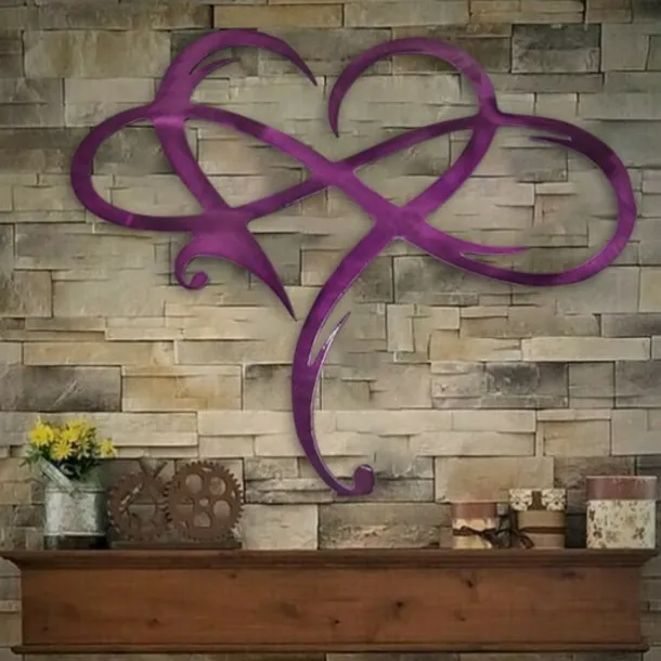 Infinity Heart Wall Decor, Unique Infinity Heart Metal Art Wall Decor Love Sign Steel Wall Plaques Bedroom Ornaments for Home Wedding Decor, Room Living Room Decoration