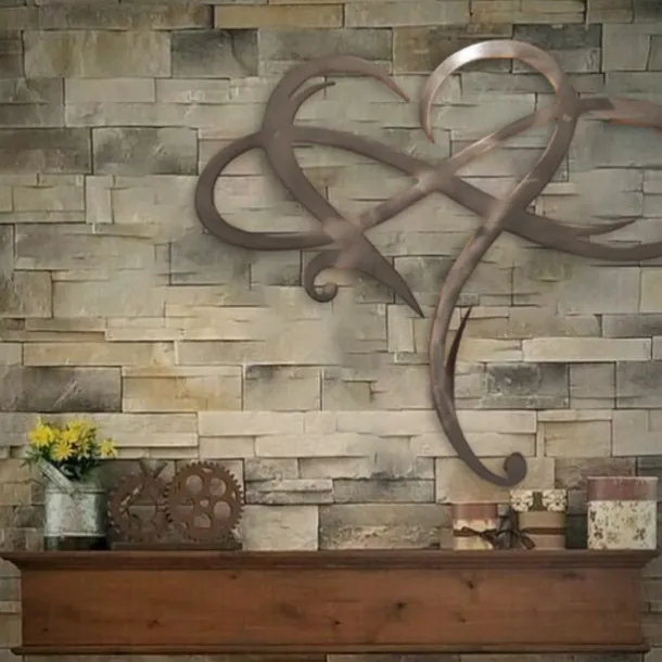 Infinity Heart Wall Decor, Unique Infinity Heart Metal Art Wall Decor Love Sign Steel Wall Plaques Bedroom Ornaments for Home Wedding Decor, Room Living Room Decoration