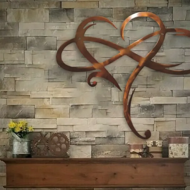 Infinity Heart Wall Decor, Unique Infinity Heart Metal Art Wall Decor Love Sign Steel Wall Plaques Bedroom Ornaments for Home Wedding Decor, Room Living Room Decoration