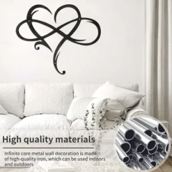 Infinity Heart Wall Decor, Unique Infinity Heart Metal Art Wall Decor Love Sign Steel Wall Plaques Bedroom Ornaments for Home Wedding Decor, Room Living Room Decoration