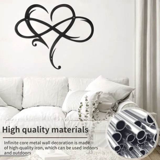 Infinity Heart Wall Decor, Unique Infinity Heart Metal Art Wall Decor Love Sign Steel Wall Plaques Bedroom Ornaments for Home Wedding Decor, Room Living Room Decoration