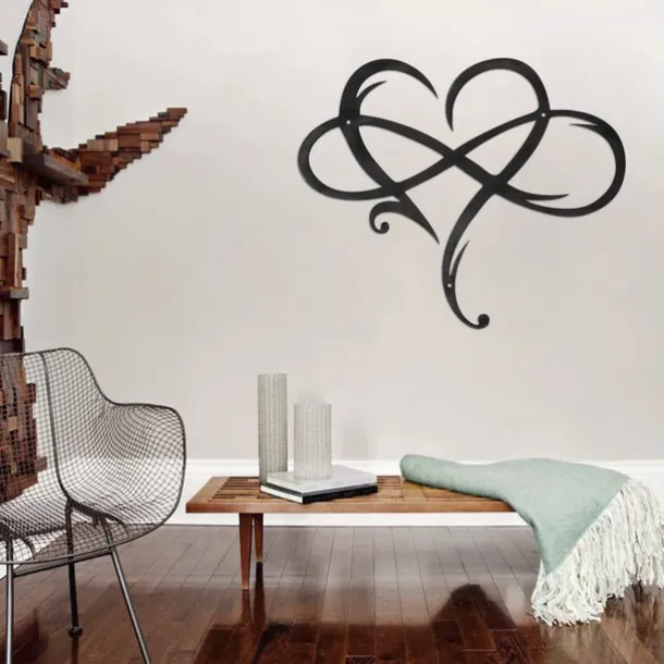 Infinity Heart Wall Decor, Unique Infinity Heart Metal Art Wall Decor Love Sign Steel Wall Plaques Bedroom Ornaments for Home Wedding Decor, Room Living Room Decoration