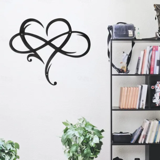 Infinity Heart Wall Decor, Unique Infinity Heart Metal Art Wall Decor Love Sign Steel Wall Plaques Bedroom Ornaments for Home Wedding Decor, Room Living Room Decoration