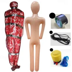 Inflatable Bloody Corpse Bag Halloween Decorations Outdoor Clearance, Scary Halloween Kills Body Decorations Indoor, Realistic Murder Scene Halloween Room Decor