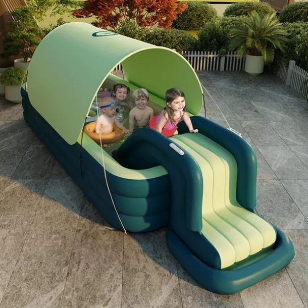 Inflatable Swimming Pool, Family Swimming Pool, Kids Pools with Sunshade for Indoor, Outdoor, Garden, Backyard