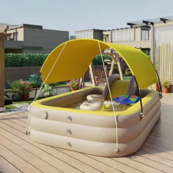 Inflatable Swimming Pool, Family Swimming Pool, Kids Pools with Sunshade for Indoor, Outdoor, Garden, Backyard