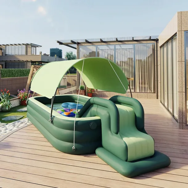 Inflatable Swimming Pool, Family Swimming Pool, Kids Pools with Sunshade for Indoor, Outdoor, Garden, Backyard