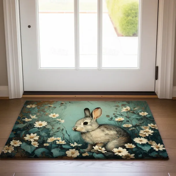 Ink Blue Rabbit Doormat Floor Mats Washable Rugs Kitchen Mat Non-Slip Oil Proof Rug Indoor Outdoor Mat Bedroom Decor Bathroom Mat Entrance Rug