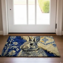 Ink Blue Rabbit Doormat Floor Mats Washable Rugs Kitchen Mat Non-Slip Oil Proof Rug Indoor Outdoor Mat Bedroom Decor Bathroom Mat Entrance Rug