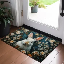 Ink Blue Rabbit Doormat Floor Mats Washable Rugs Kitchen Mat Non-Slip Oil Proof Rug Indoor Outdoor Mat Bedroom Decor Bathroom Mat Entrance Rug