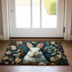 Ink Blue Rabbit Doormat Floor Mats Washable Rugs Kitchen Mat Non-Slip Oil Proof Rug Indoor Outdoor Mat Bedroom Decor Bathroom Mat Entrance Rug