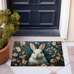 Ink Blue Rabbit Doormat Floor Mats Washable Rugs Kitchen Mat Non-Slip Oil Proof Rug Indoor Outdoor Mat Bedroom Decor Bathroom Mat Entrance Rug