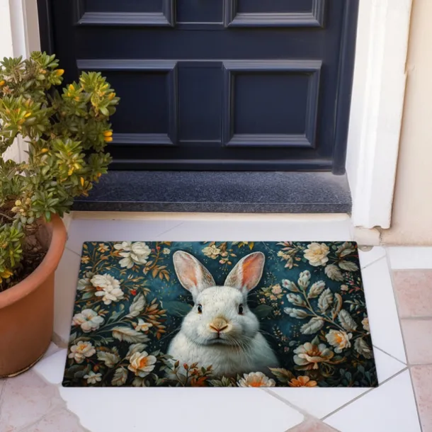 Ink Blue Rabbit Doormat Floor Mats Washable Rugs Kitchen Mat Non-Slip Oil Proof Rug Indoor Outdoor Mat Bedroom Decor Bathroom Mat Entrance Rug