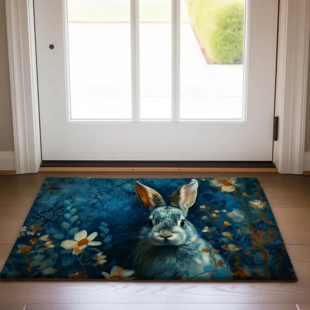 Ink Blue Rabbit Doormat Floor Mats Washable Rugs Kitchen Mat Non-Slip Oil Proof Rug Indoor Outdoor Mat Bedroom Decor Bathroom Mat Entrance Rug
