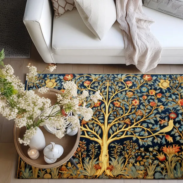 Inspired by William Morris Area Rug Kitchen Mat Non-Slip Oil Proof Floor Mat Livingroom Rug Indoor Outdoor Mat Bedroom Decor Bathroom Mat Entrance Rug Door Mat Bird Tree of Life