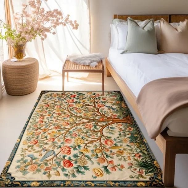 Inspired by William Morris Area Rug Kitchen Mat Non-Slip Oil Proof Floor Mat Livingroom Rug Indoor Outdoor Mat Bedroom Decor Bathroom Mat Entrance Rug Door Mat Bird Tree of Life