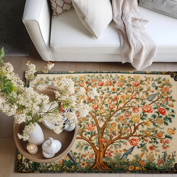 Inspired by William Morris Area Rug Kitchen Mat Non-Slip Oil Proof Floor Mat Livingroom Rug Indoor Outdoor Mat Bedroom Decor Bathroom Mat Entrance Rug Door Mat Bird Tree of Life