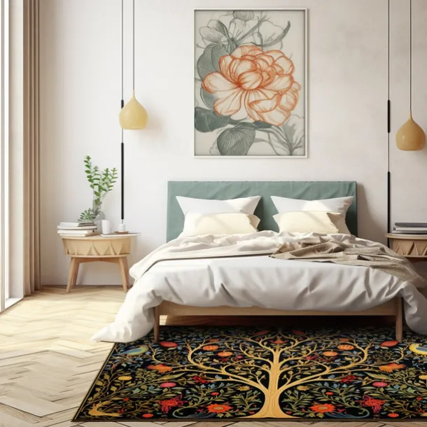 Inspired by William Morris Area Rug Kitchen Mat Non-Slip Oil Proof Floor Mat Livingroom Rug Indoor Outdoor Mat Bedroom Decor Bathroom Mat Entrance Rug Door Mat Bird Tree of Life