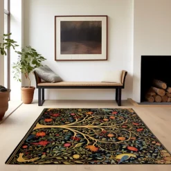 Inspired by William Morris Area Rug Kitchen Mat Non-Slip Oil Proof Floor Mat Livingroom Rug Indoor Outdoor Mat Bedroom Decor Bathroom Mat Entrance Rug Door Mat Bird Tree of Life
