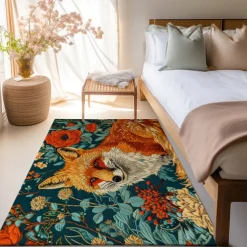 Inspired William Morris Fox Area Rug Kitchen Mat Non-Slip Oil Proof Floor Mat Livingroom Rug Indoor Outdoor Mat Bedroom Decor Bathroom Mat Entrance Rug Door Mat
