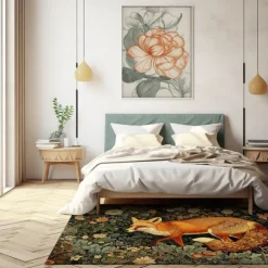 Inspired William Morris Fox Area Rug Kitchen Mat Non-Slip Oil Proof Floor Mat Livingroom Rug Indoor Outdoor Mat Bedroom Decor Bathroom Mat Entrance Rug Door Mat