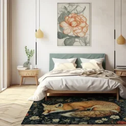 Inspired William Morris Fox Area Rug Kitchen Mat Non-Slip Oil Proof Floor Mat Livingroom Rug Indoor Outdoor Mat Bedroom Decor Bathroom Mat Entrance Rug Door Mat