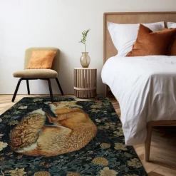 Inspired William Morris Fox Area Rug Kitchen Mat Non-Slip Oil Proof Floor Mat Livingroom Rug Indoor Outdoor Mat Bedroom Decor Bathroom Mat Entrance Rug Door Mat