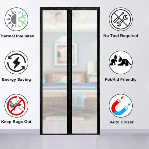 Insulated Door Screen, Door Curtain, Thermal Magnetic Self-Sealing EVA, Keep Cold Out Door Cover Auto Closer for Kitchen, Bedroom, Air Conditioner Room