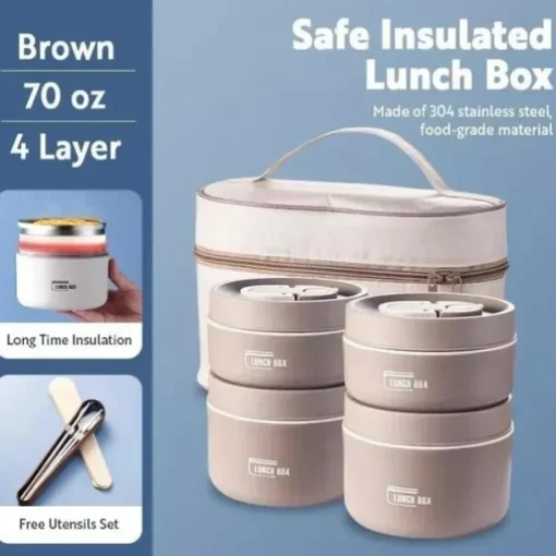 Insulated Lunch Box, Bento Box, Portable Insulated Lunch Container, Stackable Leakproof Stainless Steel Food Container, For Teenagers School,Canteen, Back School