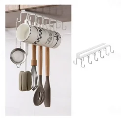 Iron 6 Hooks Storage Shelf Wardrobe Cabinet Metal Under Shelves Mug Cup Hanger Bathroom Kitchen Organizer Hanging Rack Holder