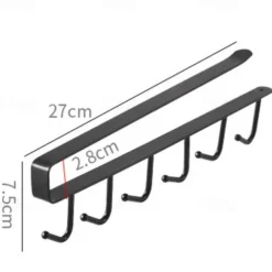 Iron 6 Hooks Storage Shelf Wardrobe Cabinet Metal Under Shelves Mug Cup Hanger Bathroom Kitchen Organizer Hanging Rack Holder