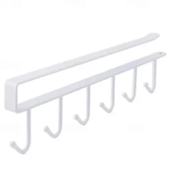 Iron 6 Hooks Storage Shelf Wardrobe Cabinet Metal Under Shelves Mug Cup Hanger Bathroom Kitchen Organizer Hanging Rack Holder