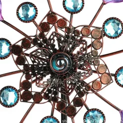 Iron Art Windmill Garden Ground Inserted Pinwheel Outdoor Rotatory Colorful Peacock Tail Windmill Courtyard Windmill Garden Craft Ornament
