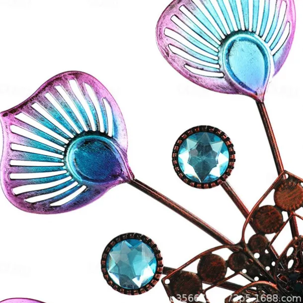 Iron Art Windmill Garden Ground Inserted Pinwheel Outdoor Rotatory Colorful Peacock Tail Windmill Courtyard Windmill Garden Craft Ornament