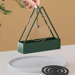 Iron Mosquito Coil Holder Incense Holders Coil Incense Burner Frame Repellent Incense Rack for Household Bedroom Patio Triangular Shape Mosquito Repellent Incense Rack Anti-scald Mosquito Coil Holder