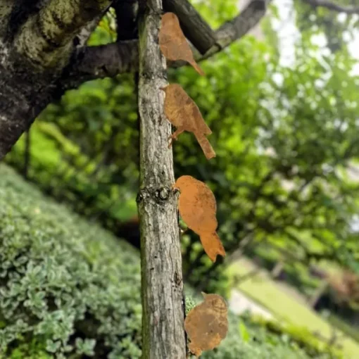 Iron Rusty Birds Ground Stake Set, Garden Decoration Rust Birdie with Screws in Wood, Rust Decoration Garden Stake Rust for Garden Reusable