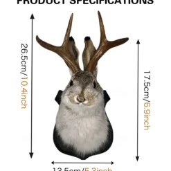 Jackalope Rabbit Wall Decor The Latest Legend of Antlers,Fake Rabbit Resin Art Wall Mount, Simulation Head Specimen Ornament